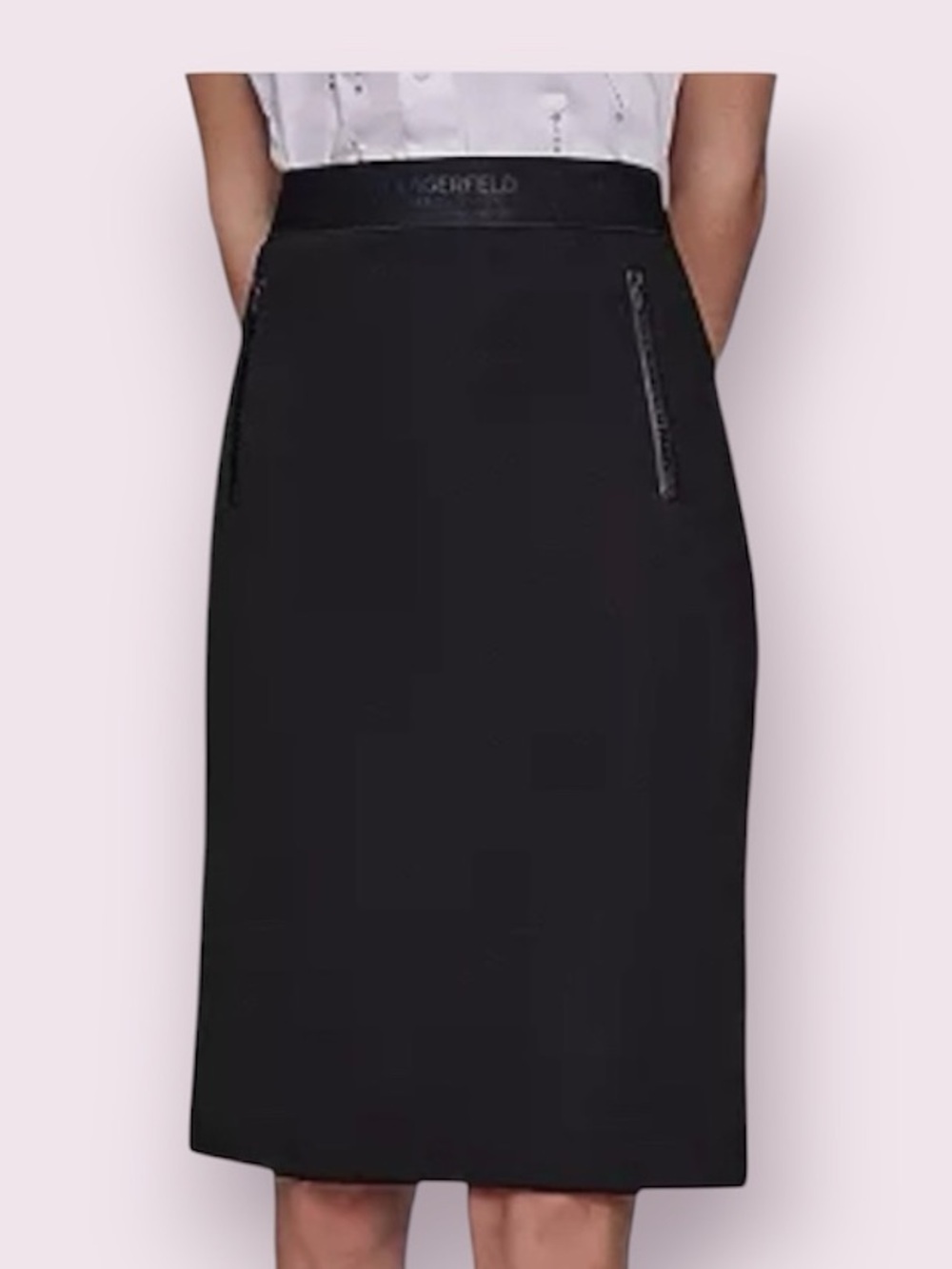 NWT Karl Lagerfeld Paris Black Midi Compression Pencil Skirt Size Medium